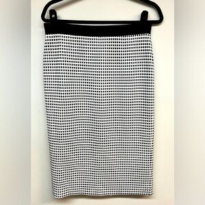 Alfani pencil midi skirt featuring a stylish black and white checked texture